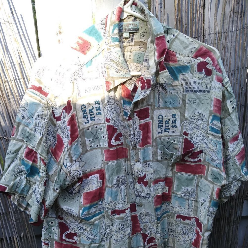 Campia Lightweight Travel Hawaiian Rayon Short Sleeve button Down - Men - L
